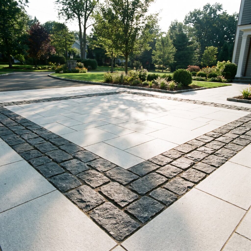 Belgian block edging cape may county driveway with set granite units