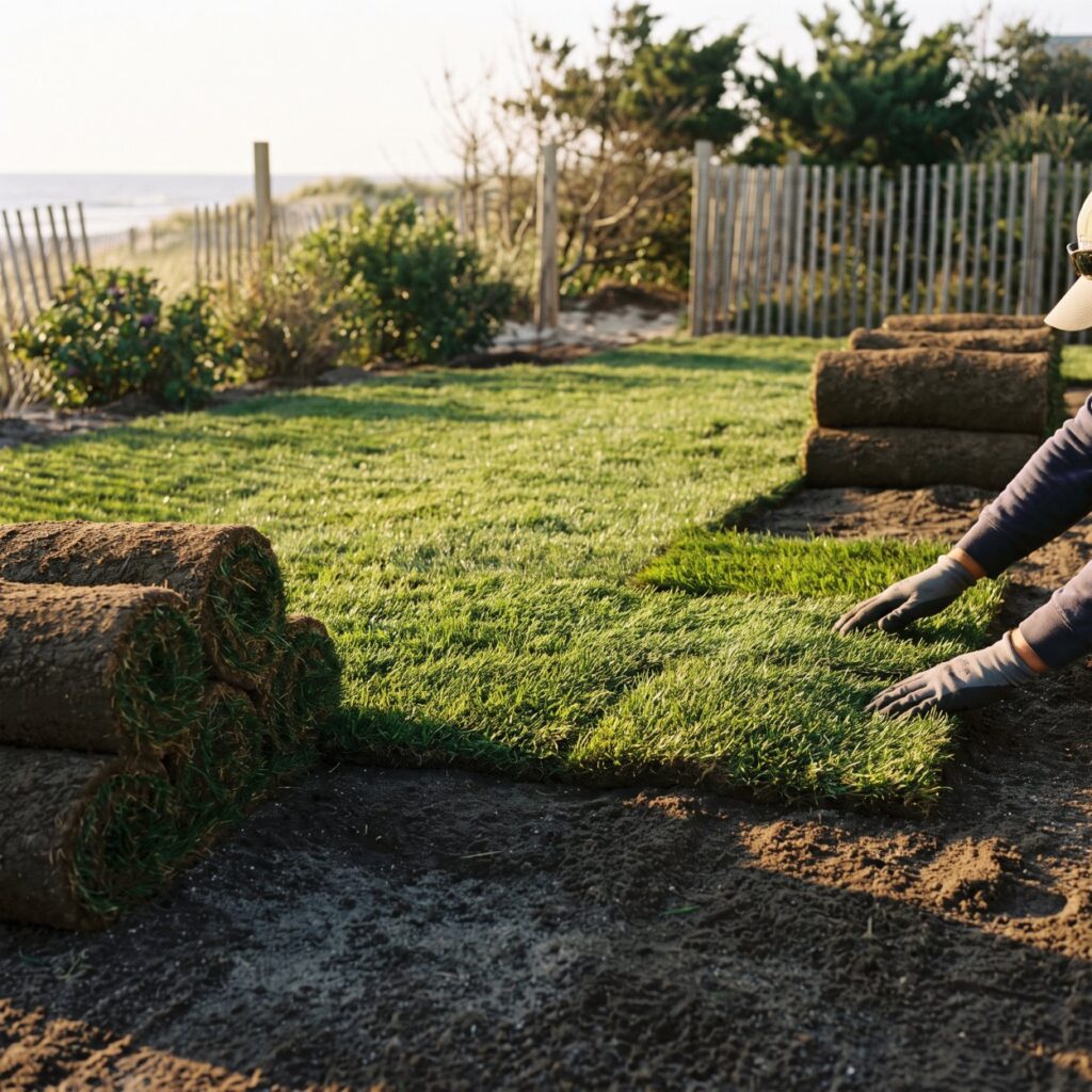 Sod Installation In Cape May County: A Complete Guide 19 Sod installation cape may county, rolls laid on prepared coastal soil